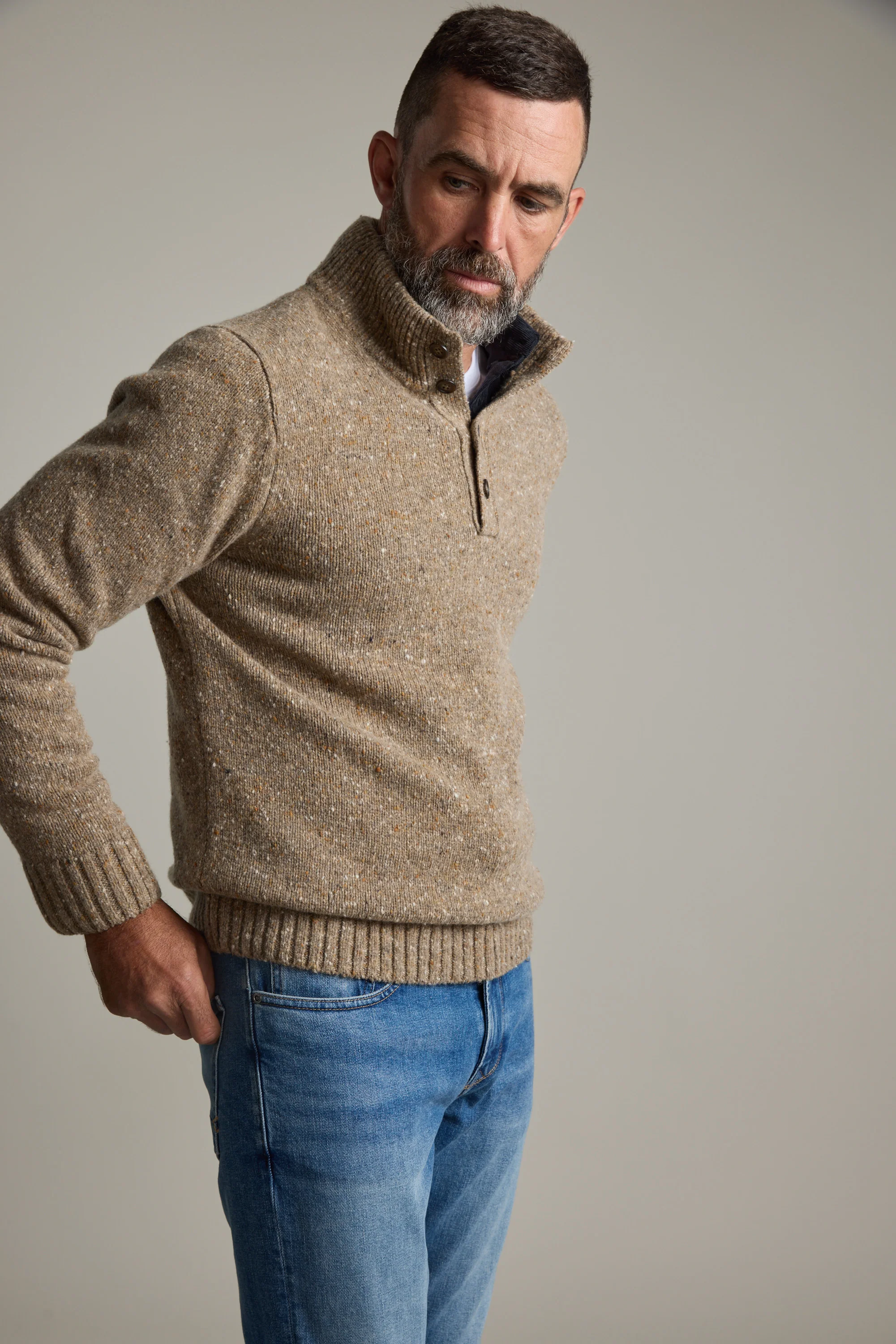 Redford Woollen Half Button Sweater - Image 4